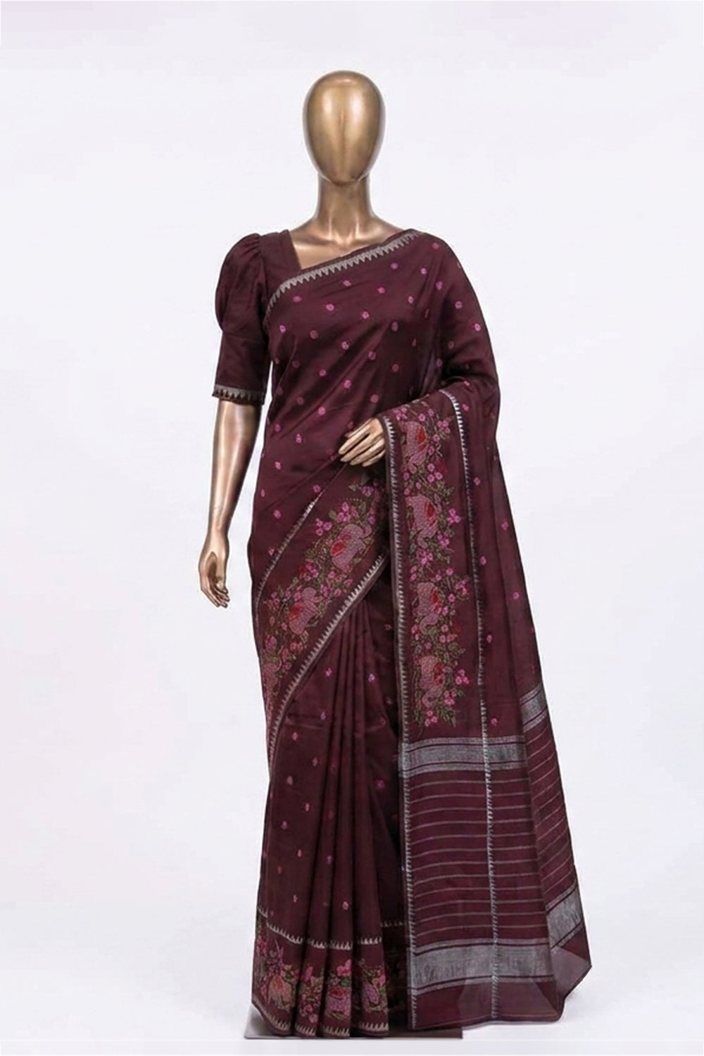 Image of Brown Mangalagiri Silk Saree