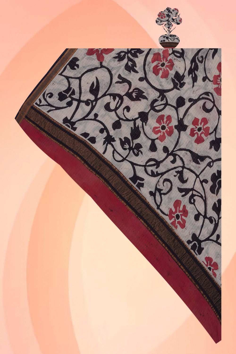 Image of A Floral Print Mangalgiri Dupatta