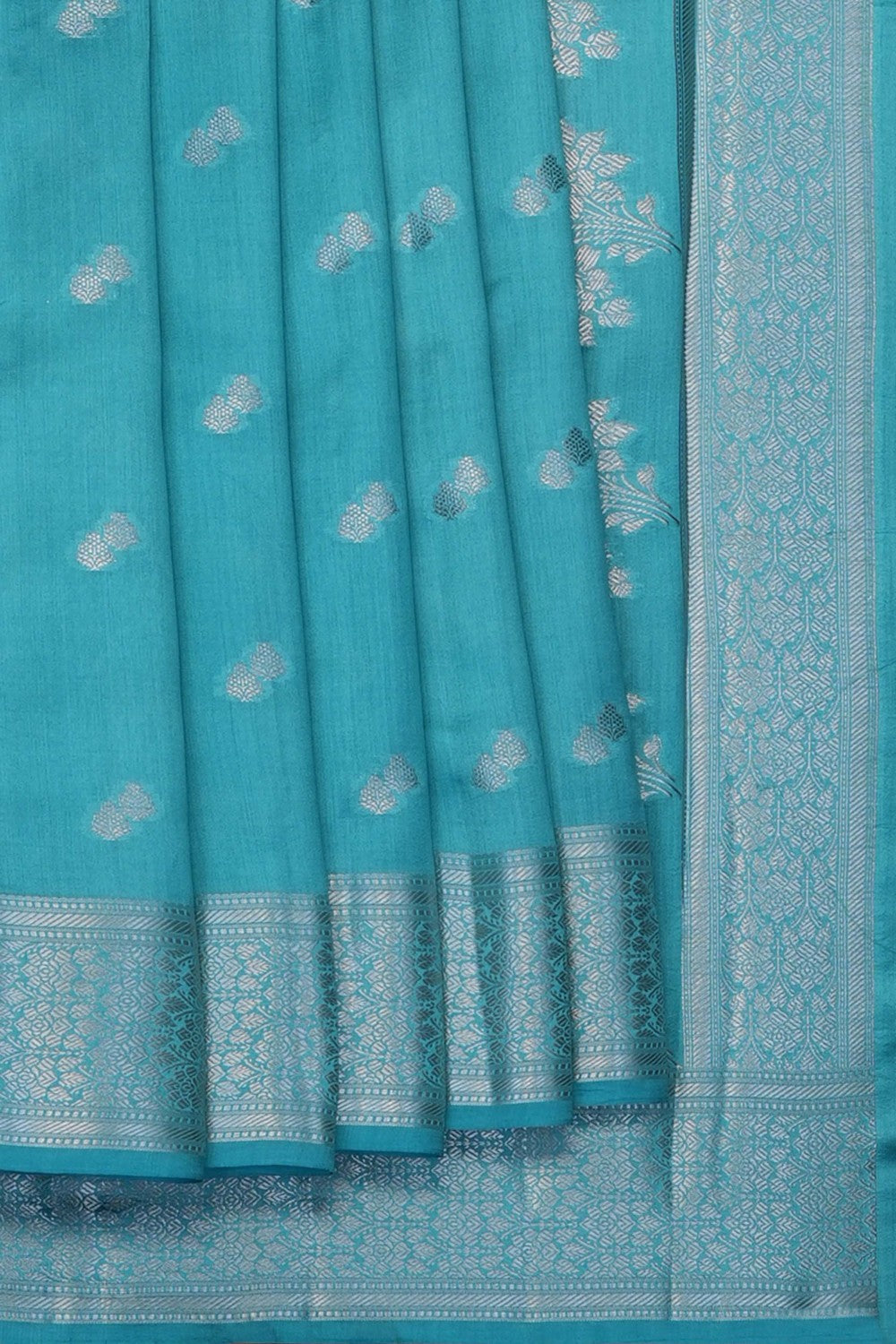 Image of Pond Blue Banarasi Chiniya Silk Saree