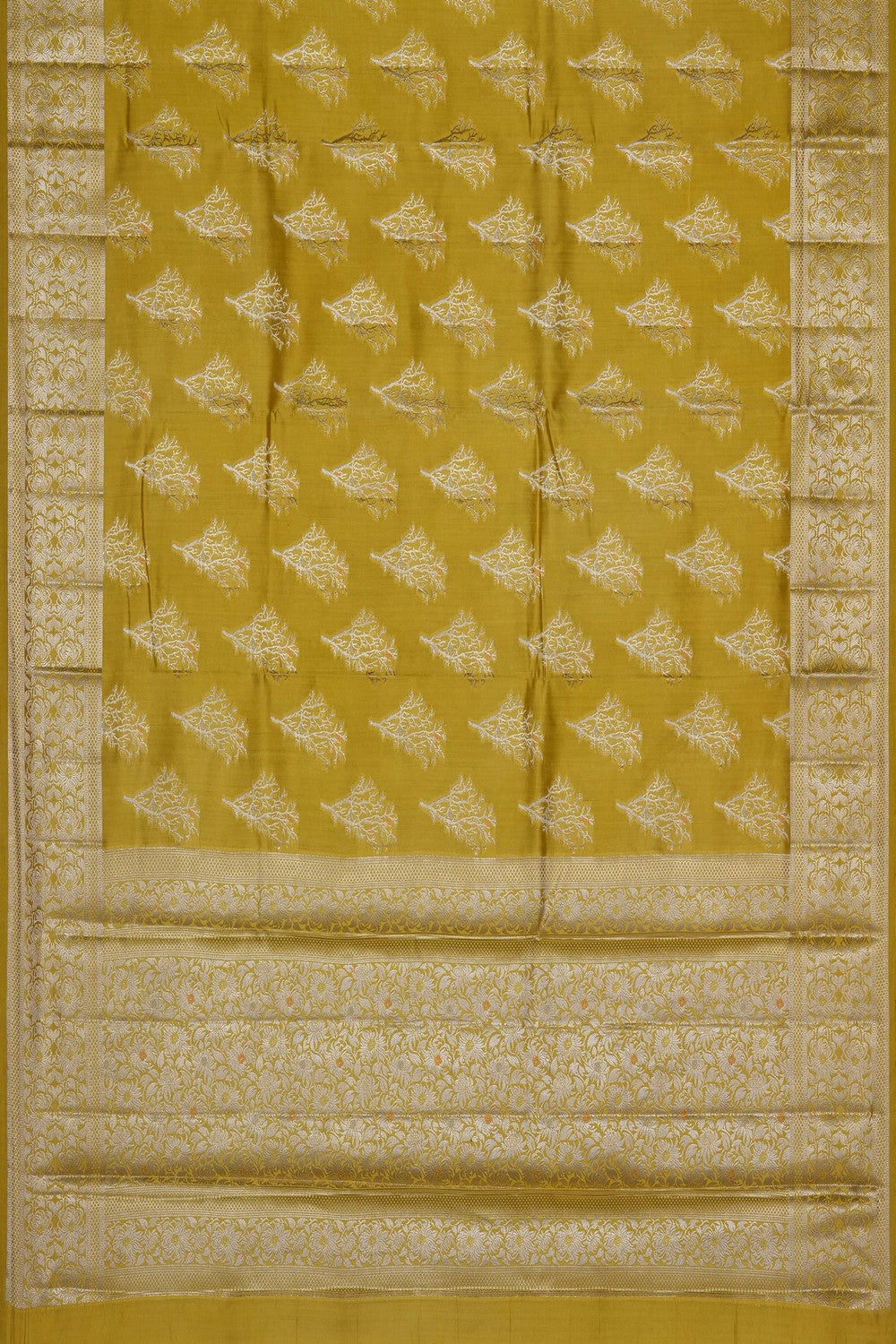 Image of Yellow Banarasi Chiniya Silk Saree