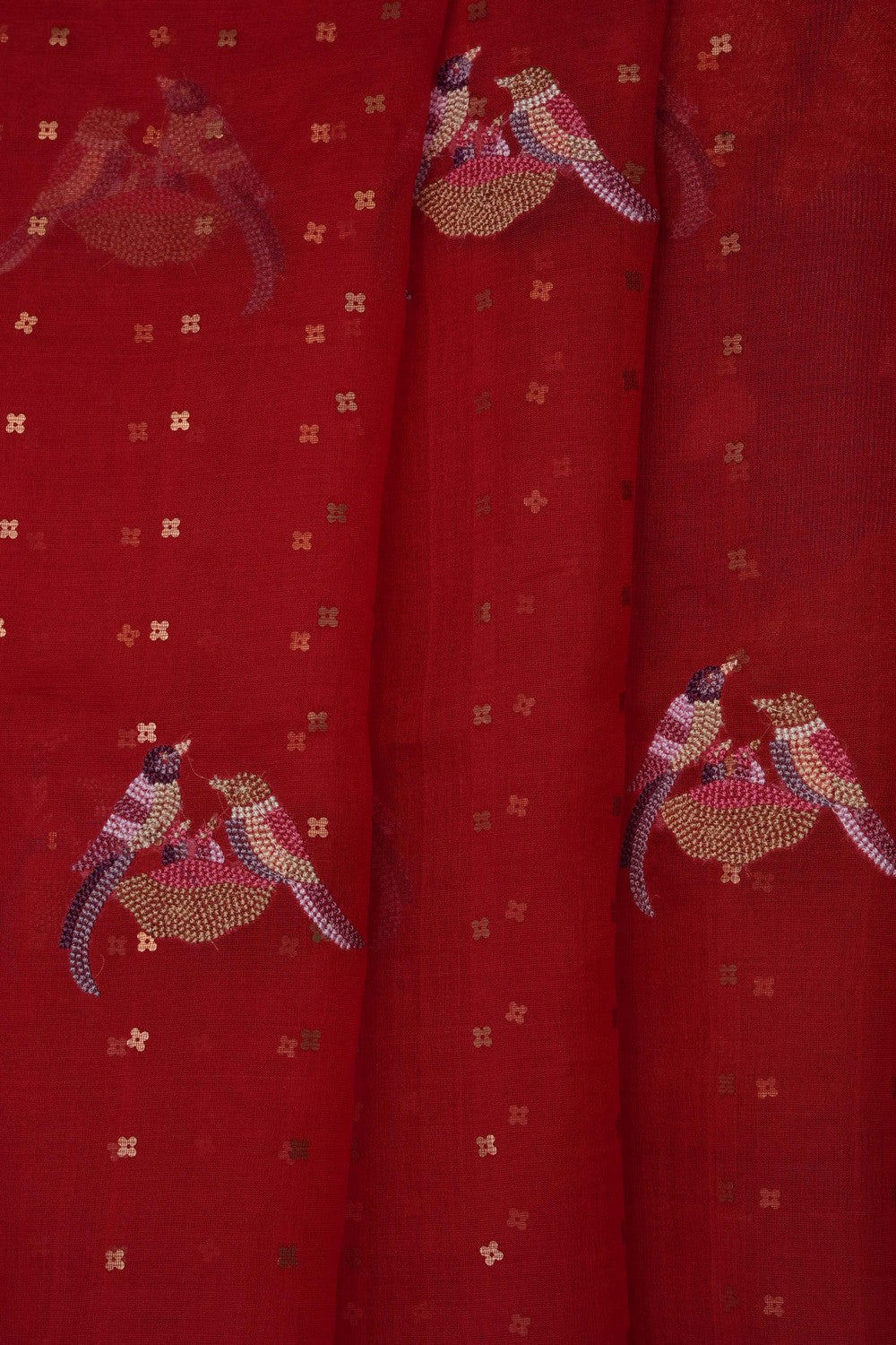 Image of Red Kora Silk Saree