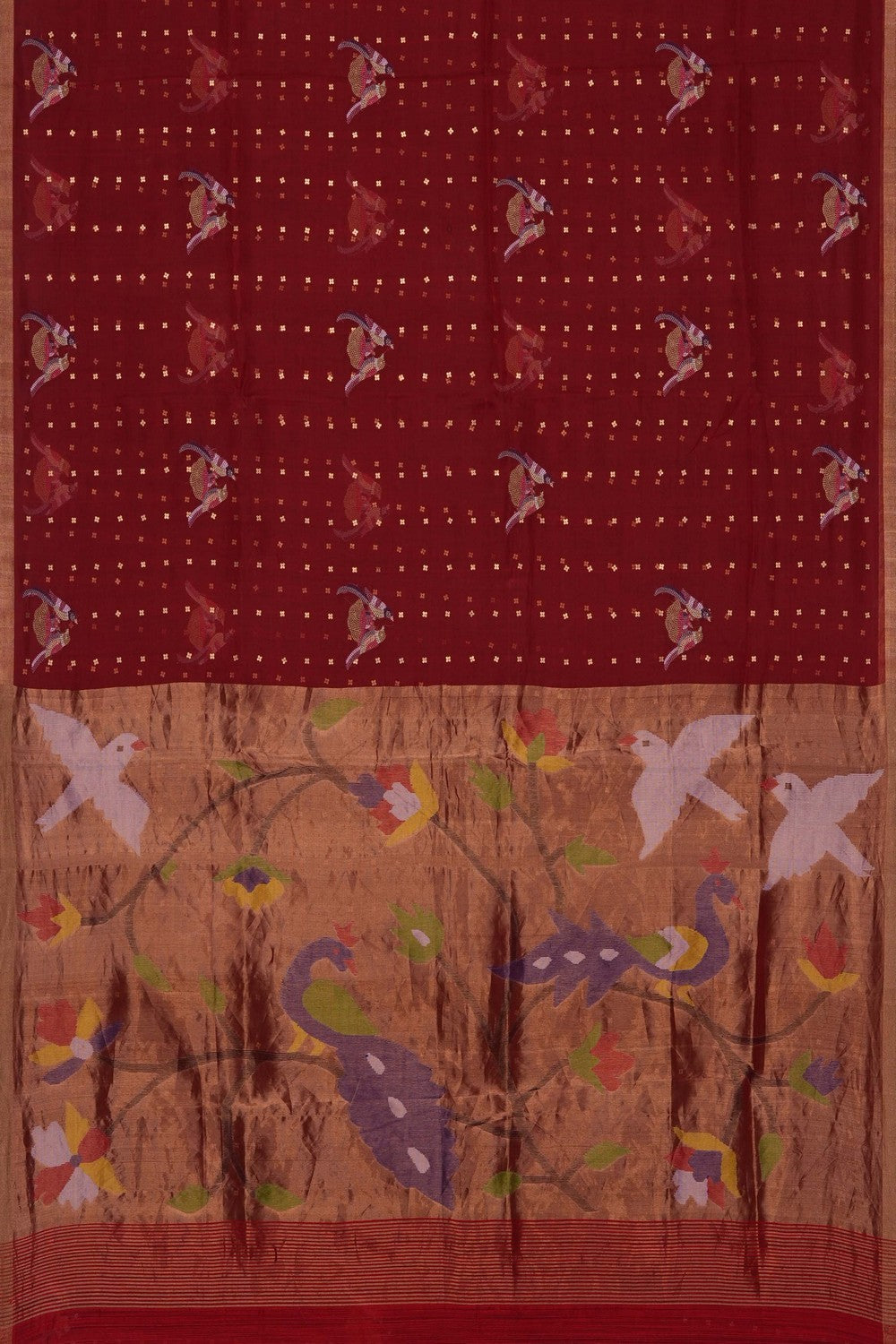 Image of Red Kora Silk Saree
