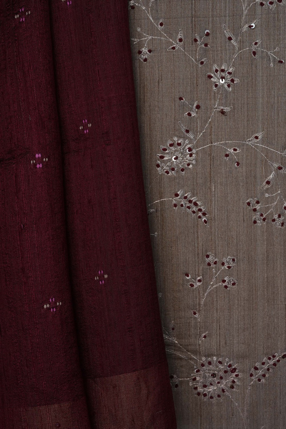 Image of Maroon Desi Tussar Silk Saree