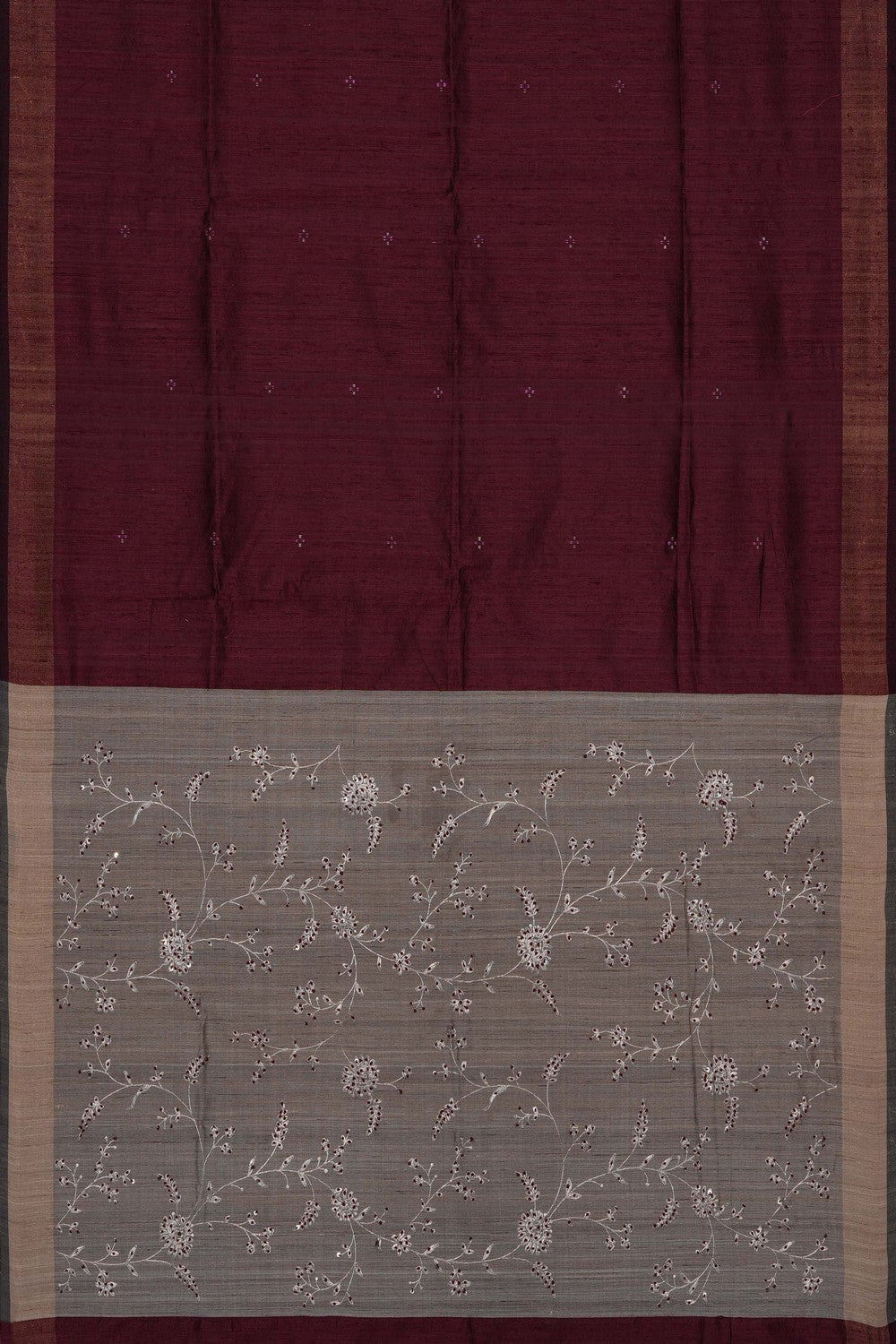 Image of Maroon Desi Tussar Silk Saree