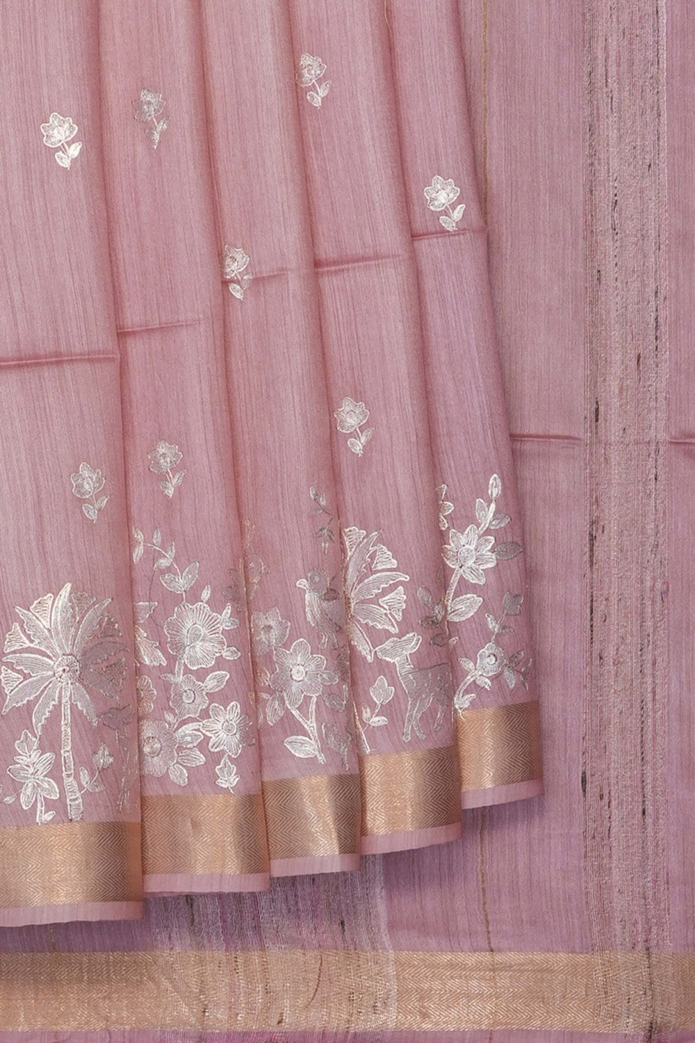 Image of Pink Desi Tussar Silk Saree