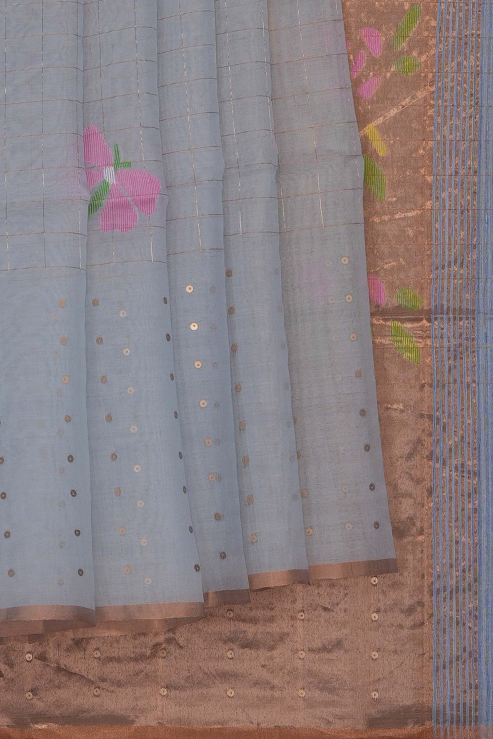 Image of Grey Kora Silk Saree