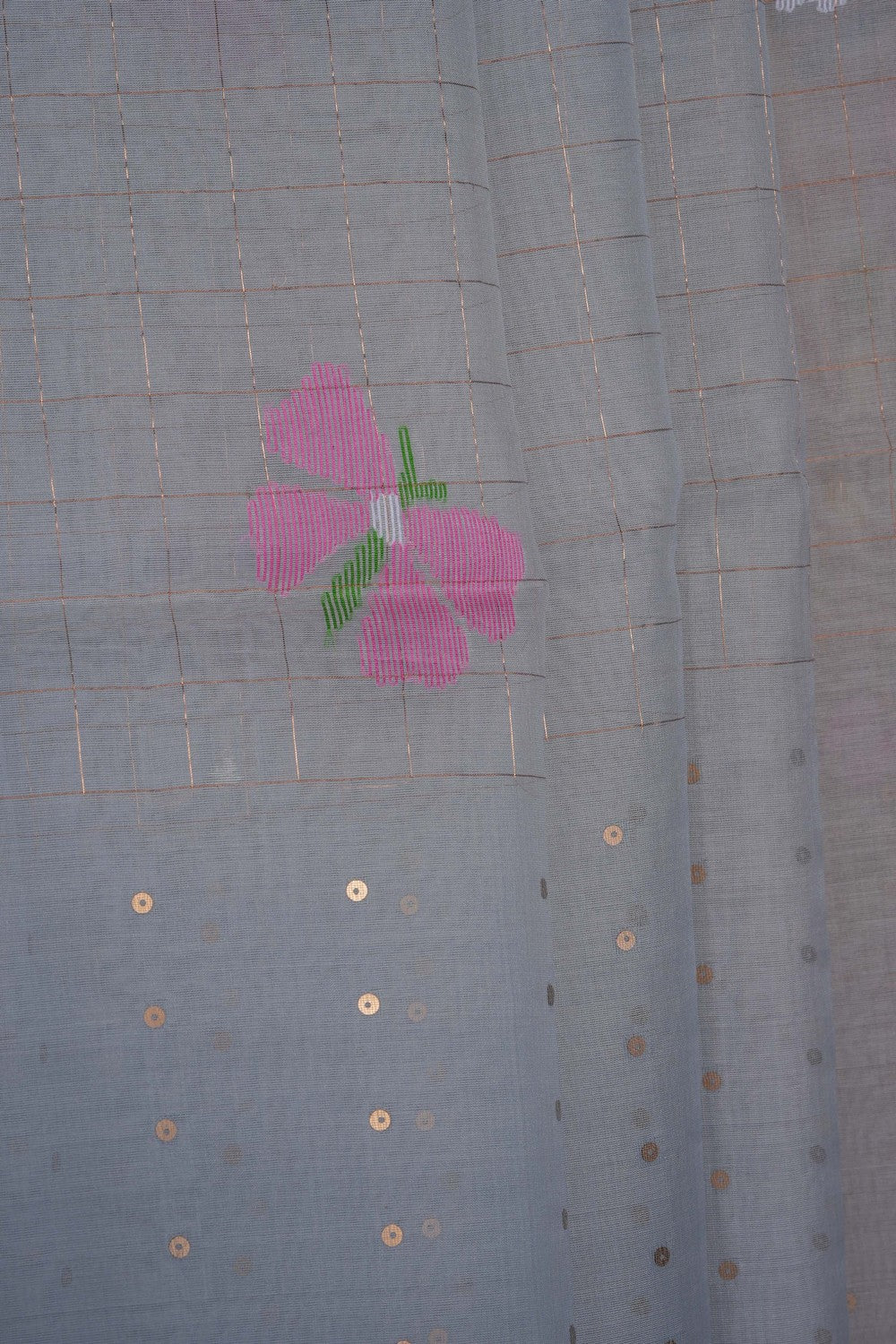 Image of Grey Kora Silk Saree