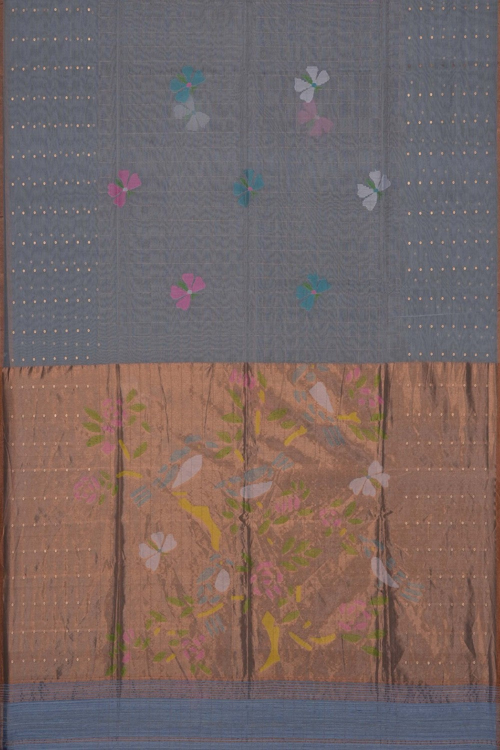Image of Grey Kora Silk Saree