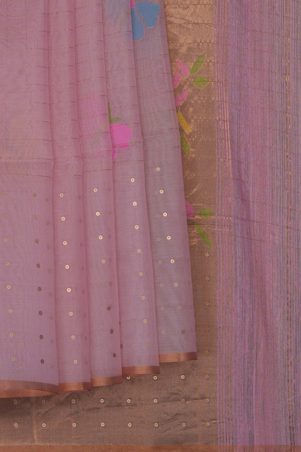 Image of Pink Kora Silk Saree