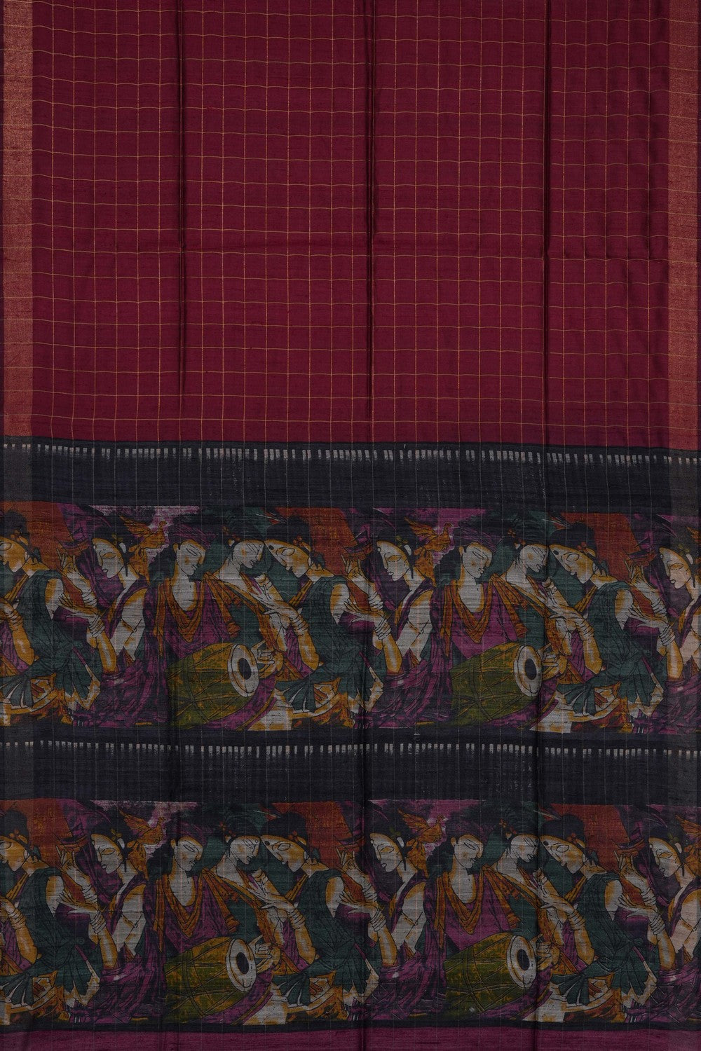 Image of Maroon Desi Tussar Silk Saree