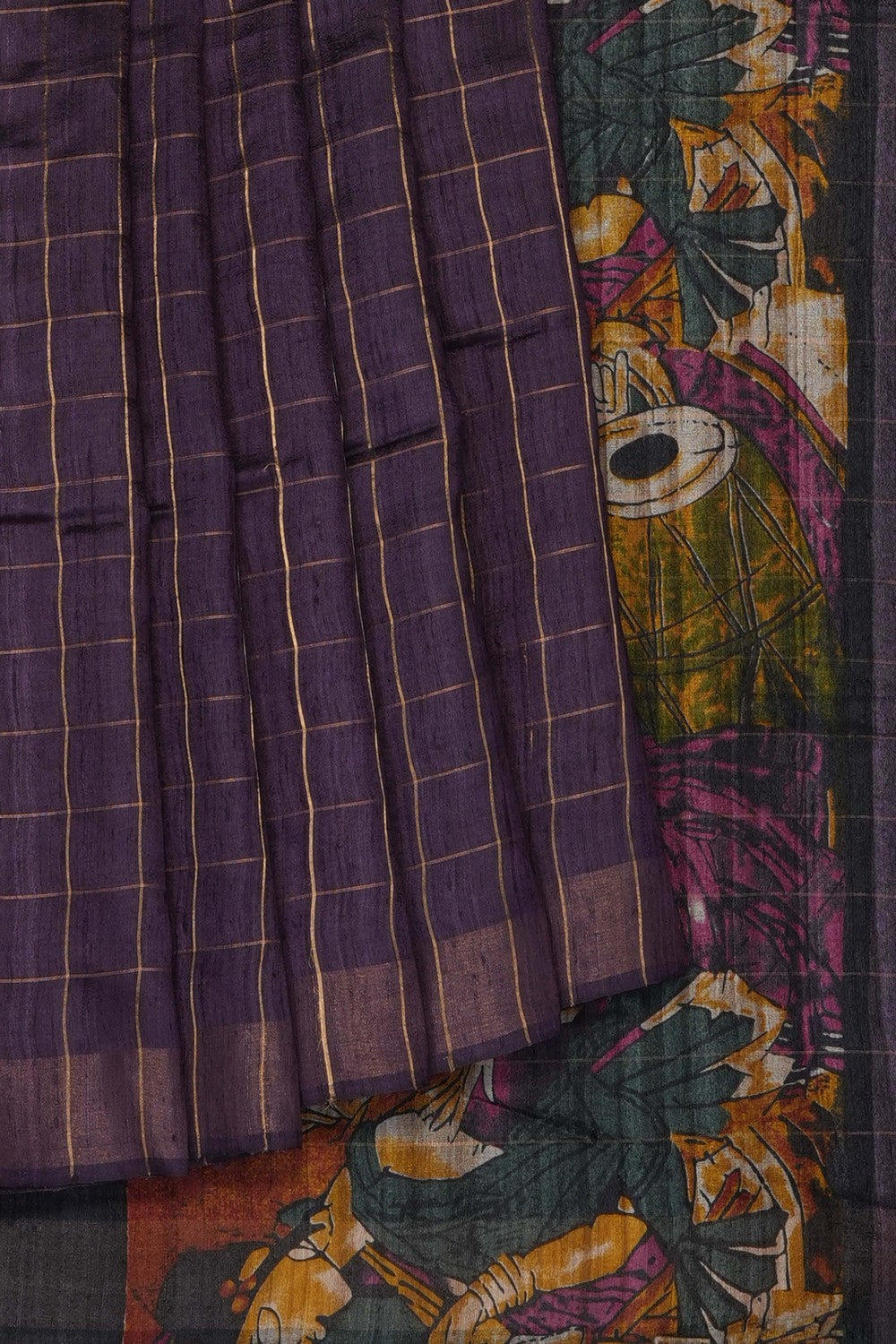 Image of Purple Desi Tussar Silk Saree