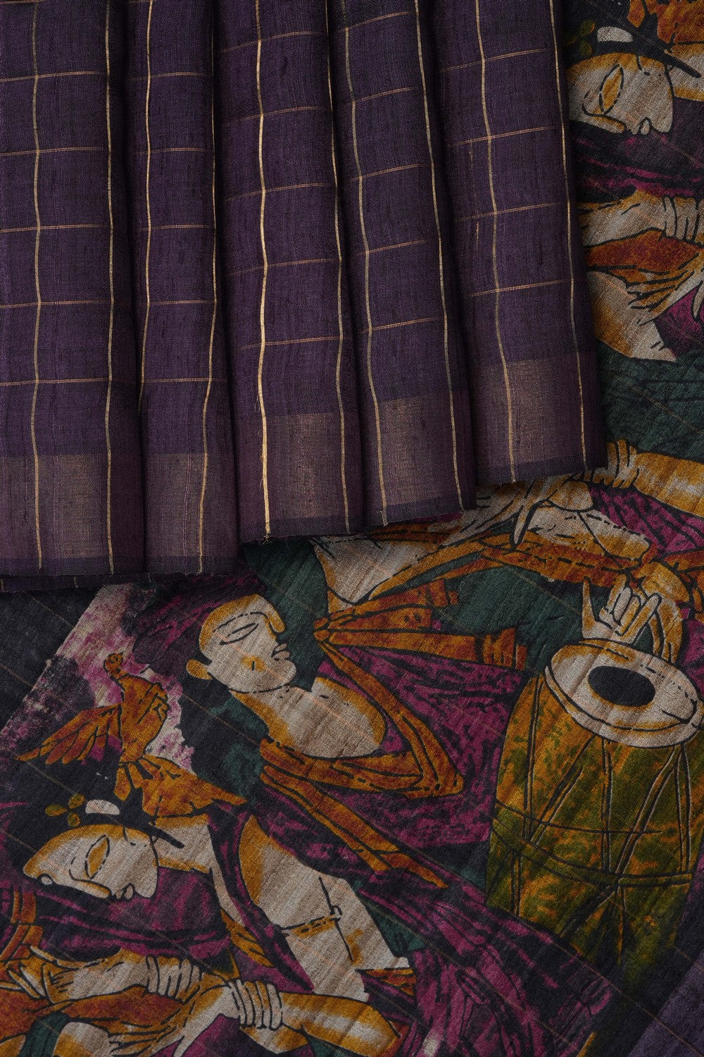 Image of Purple Desi Tussar Silk Saree