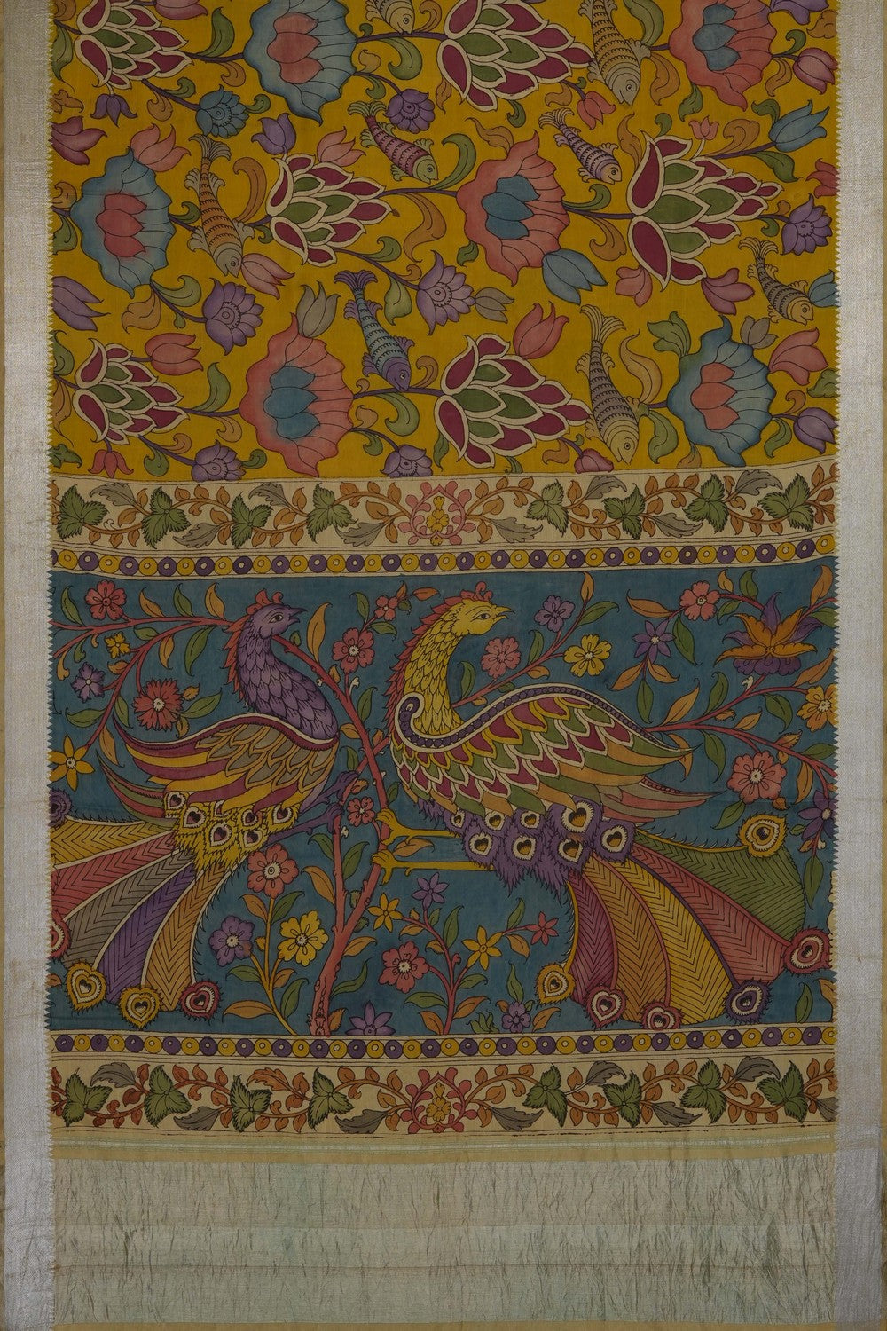 Image of Kalamkari Mangalgiri Silk Saree