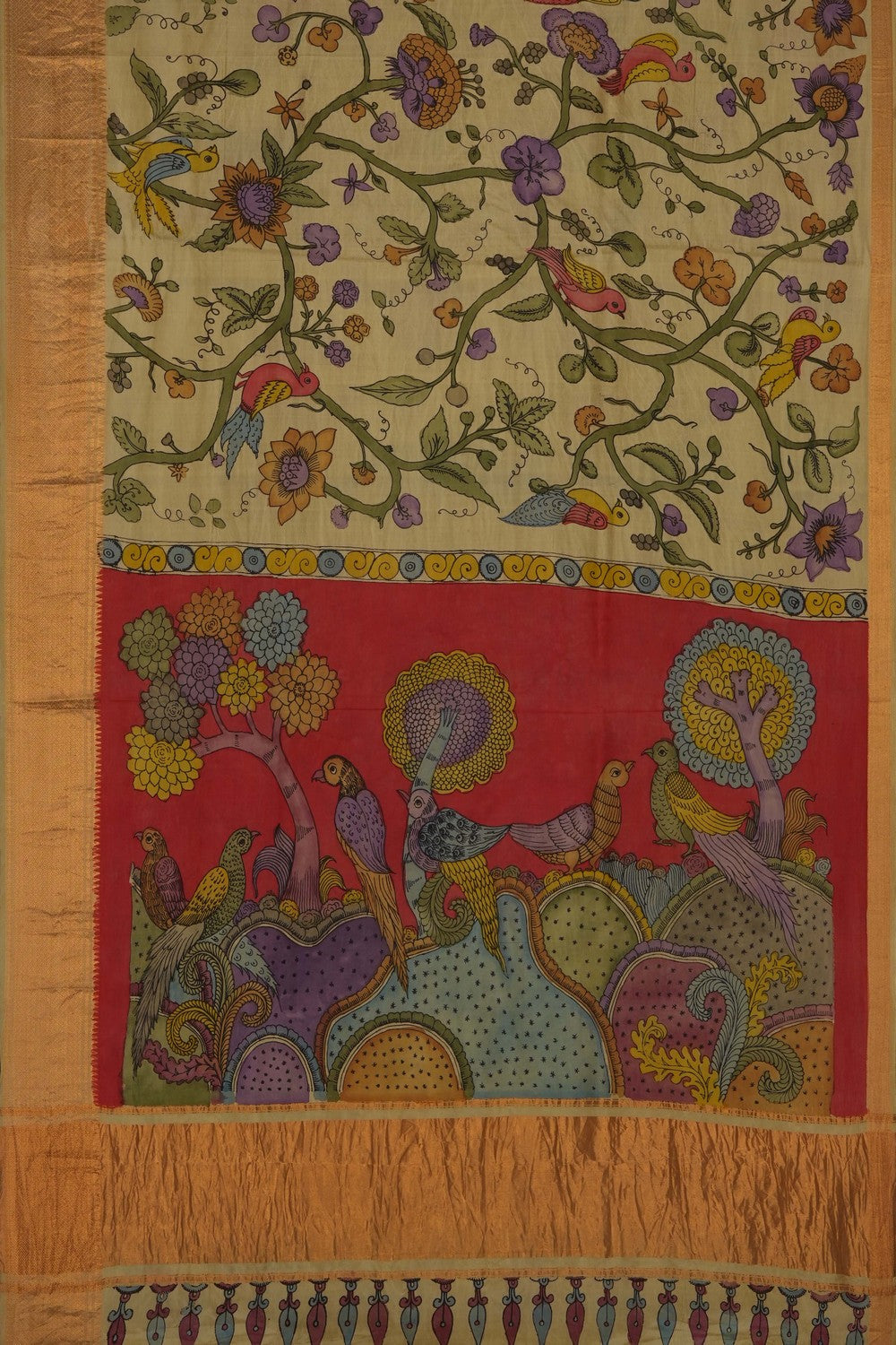 Image of Kalamkari Mangalgiri Silk Saree