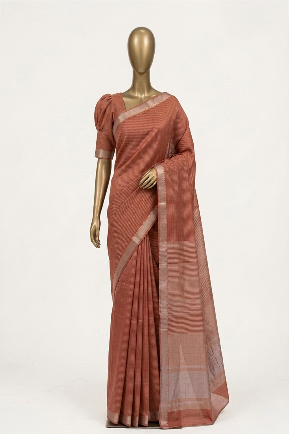 Image of Orange Mangalagiri Silk Saree