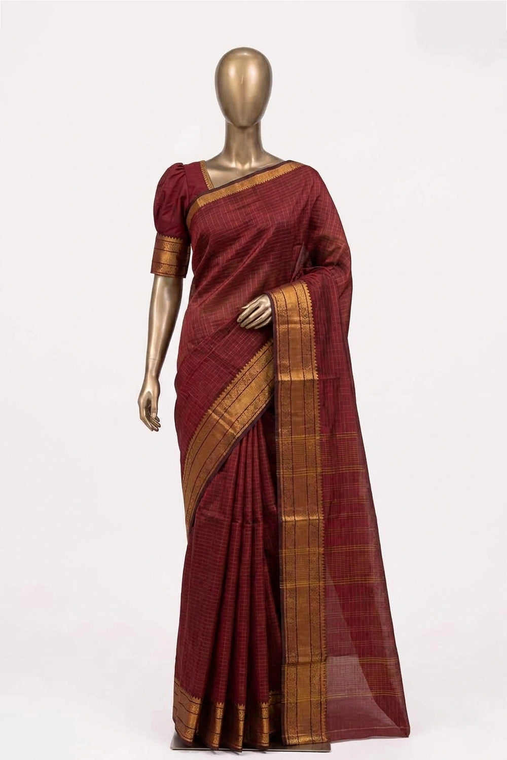 Image of Maroon Mangalagiri Silk Saree