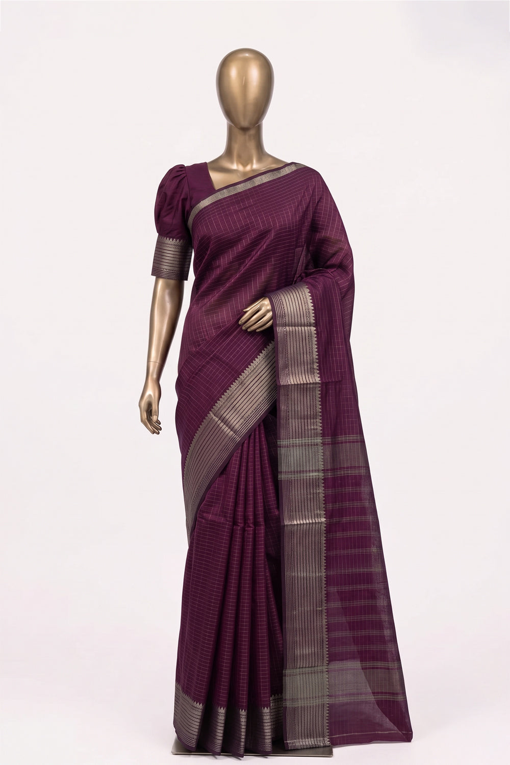 Image of Violet Mangalagiri Silk Saree