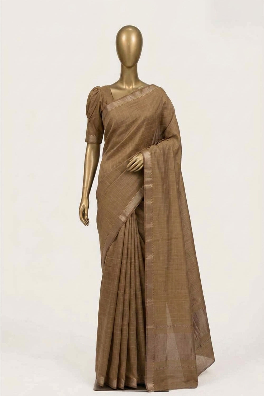 Image of Beige Mangalagiri Silk Saree