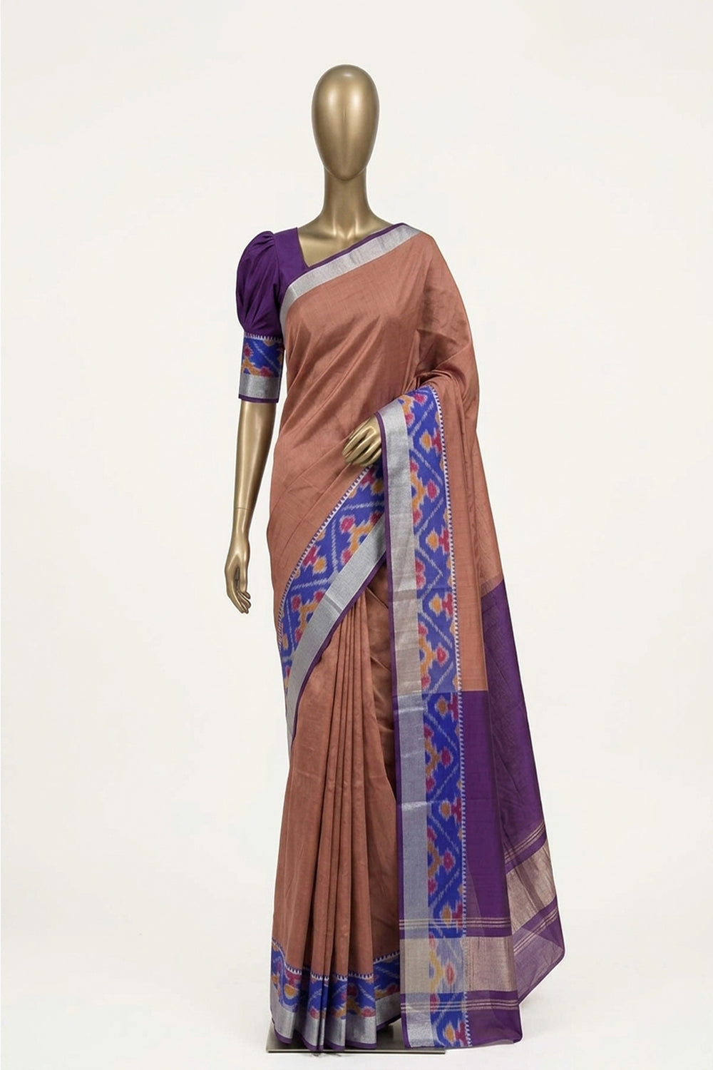 Image of Peach Mangalagiri Silk Saree