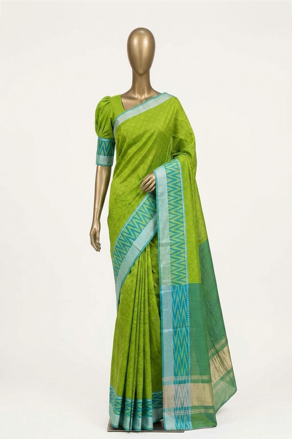 Image of Green Mangalagiri Silk Saree