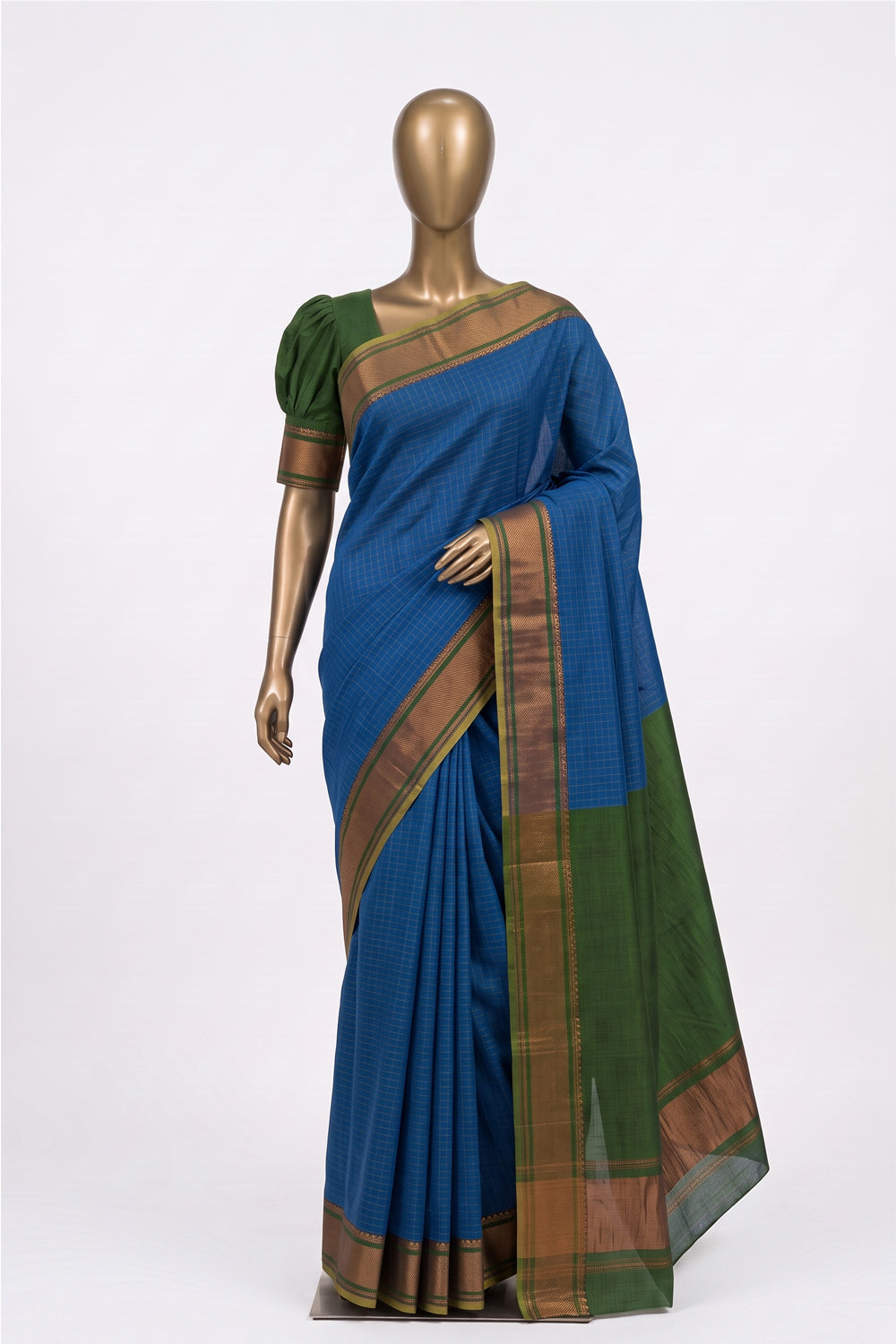 Image of Blue Mangalagiri Silk Saree