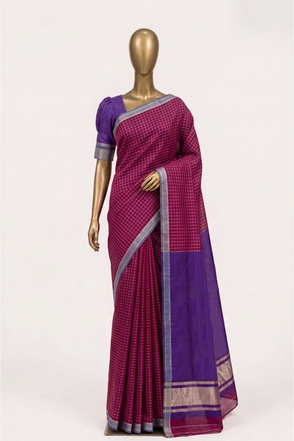 Image of Pink Mangalagiri Silk Saree