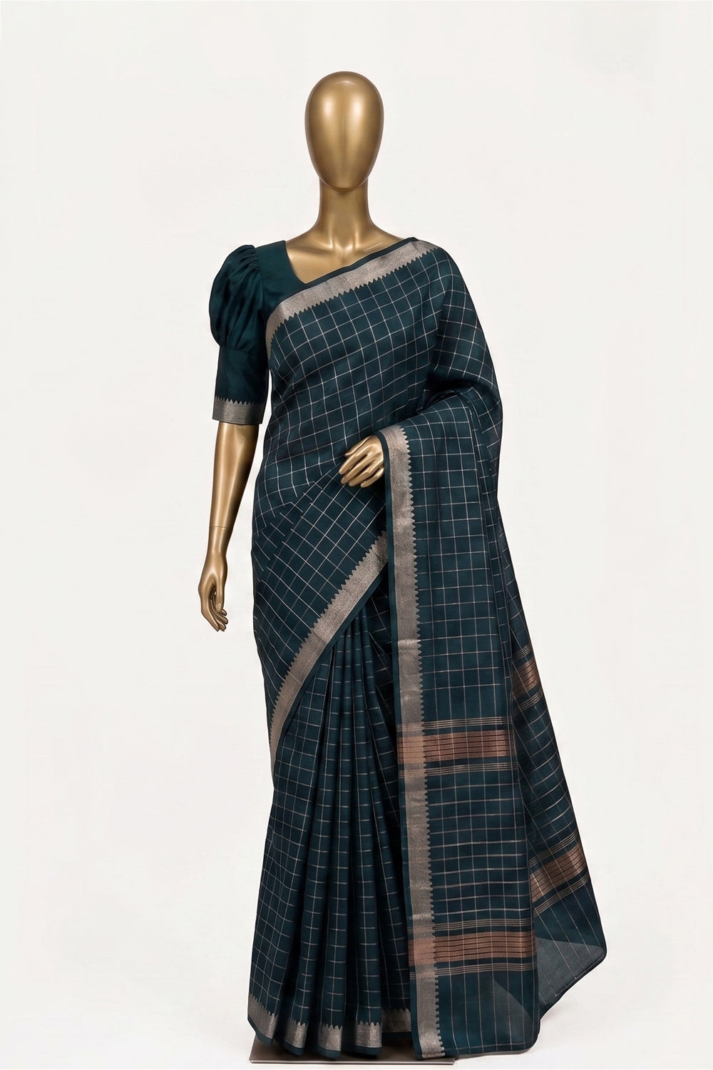 Image of Blue Mangalagiri Silk Saree
