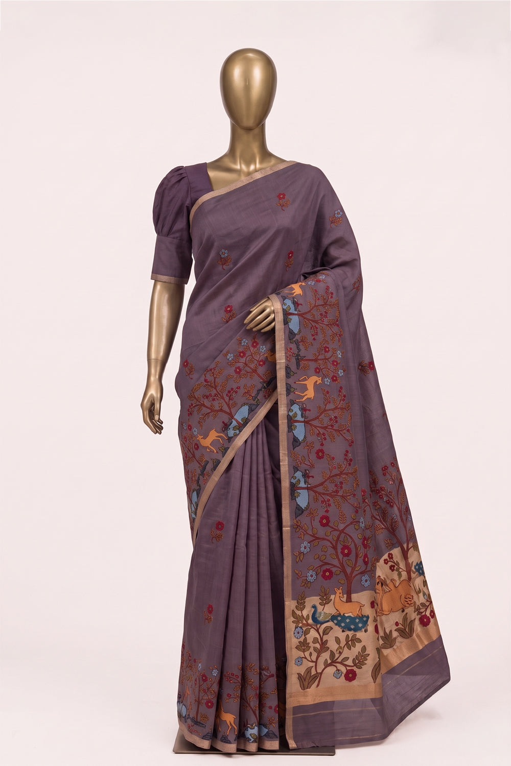 Image of The Elegant Mauve Linen Saree