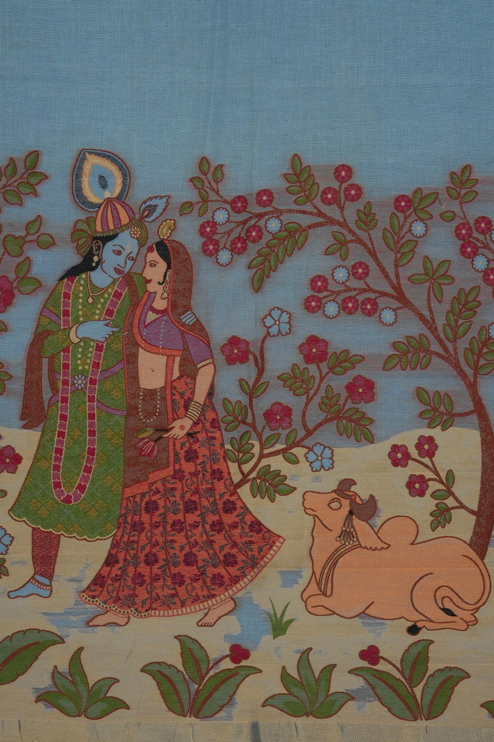 Image of The Elegant Pastel Blue Linen Saree
