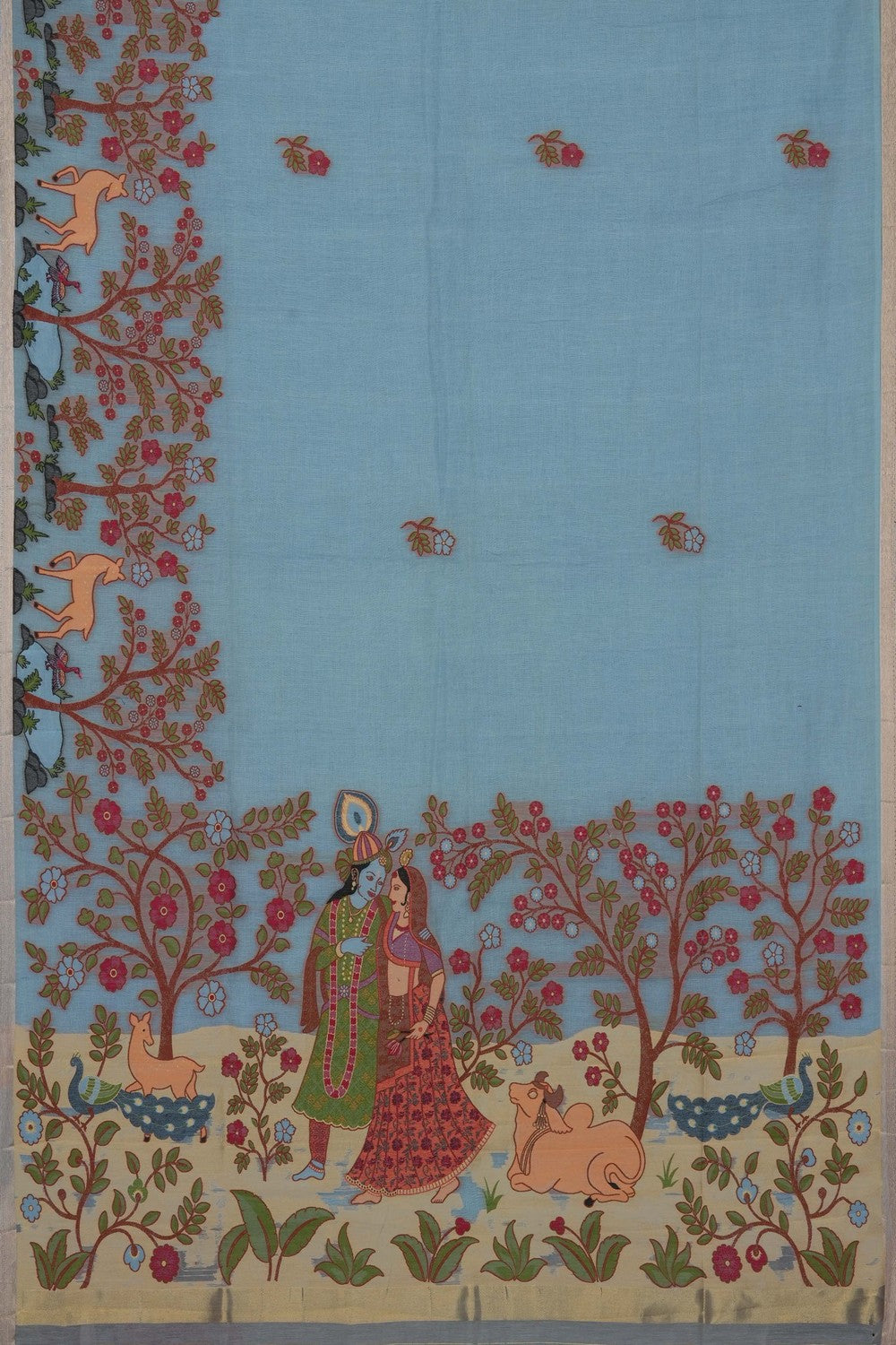 Image of The Elegant Pastel Blue Linen Saree