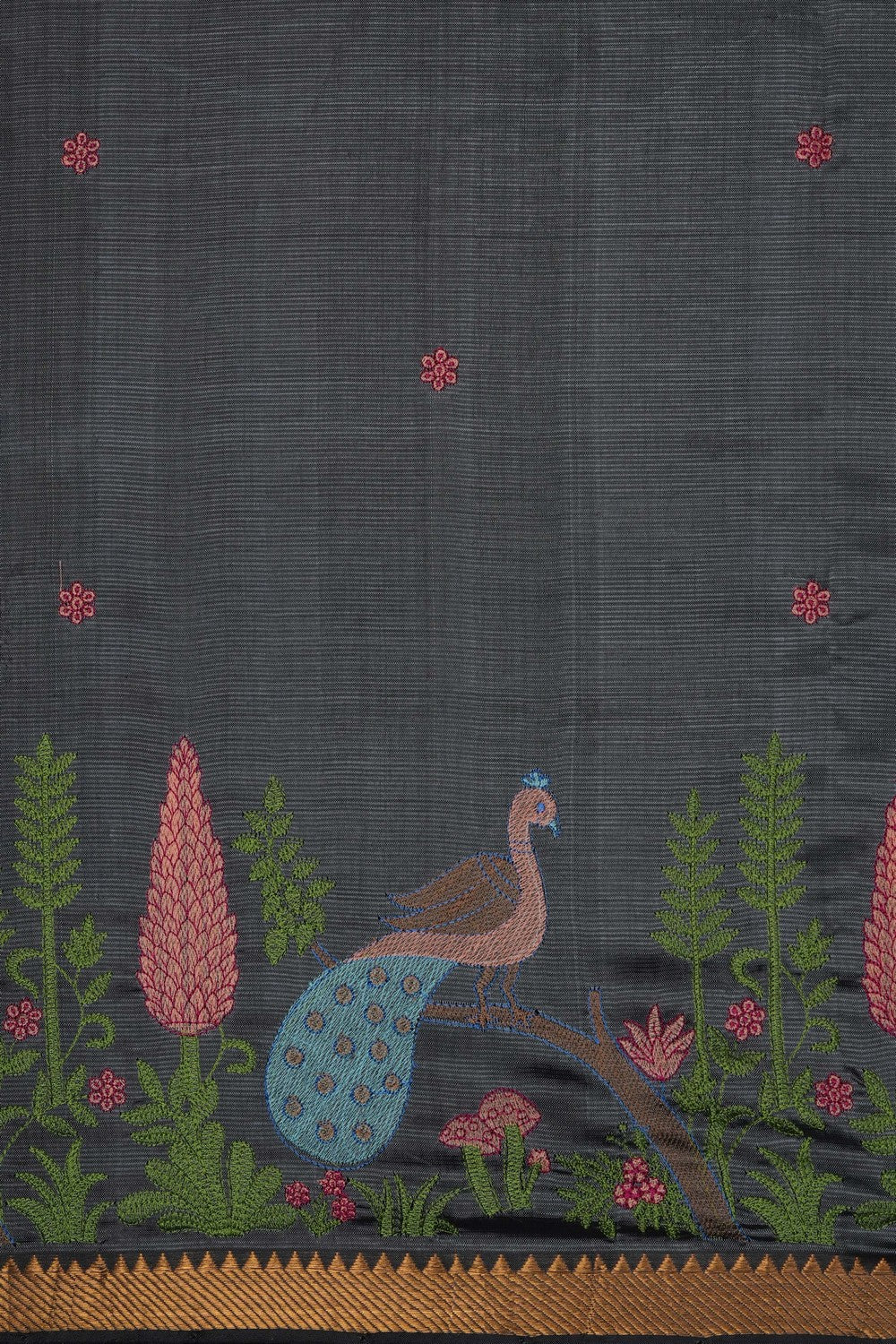 Image of Grey Mangalagiri Silk Saree