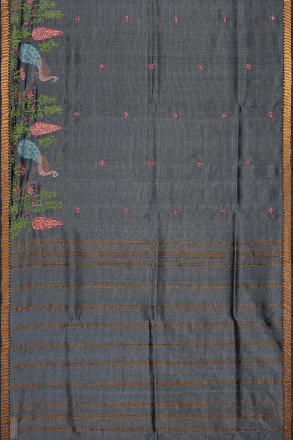Image of Grey Mangalagiri Silk Saree