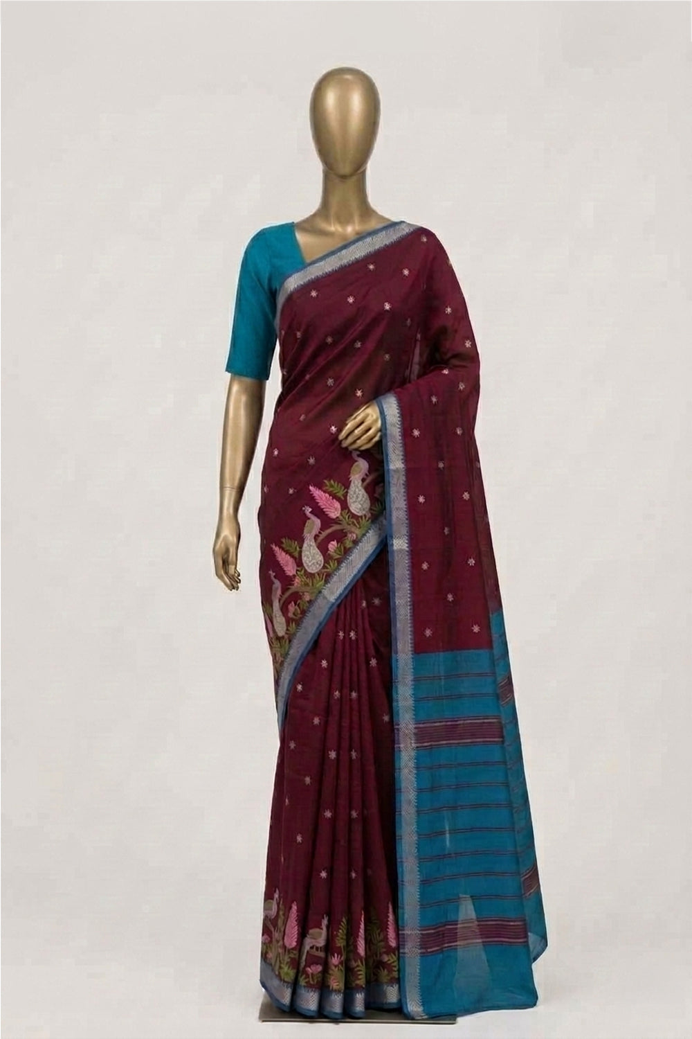 Image of Maroon Mangalagiri Silk Saree