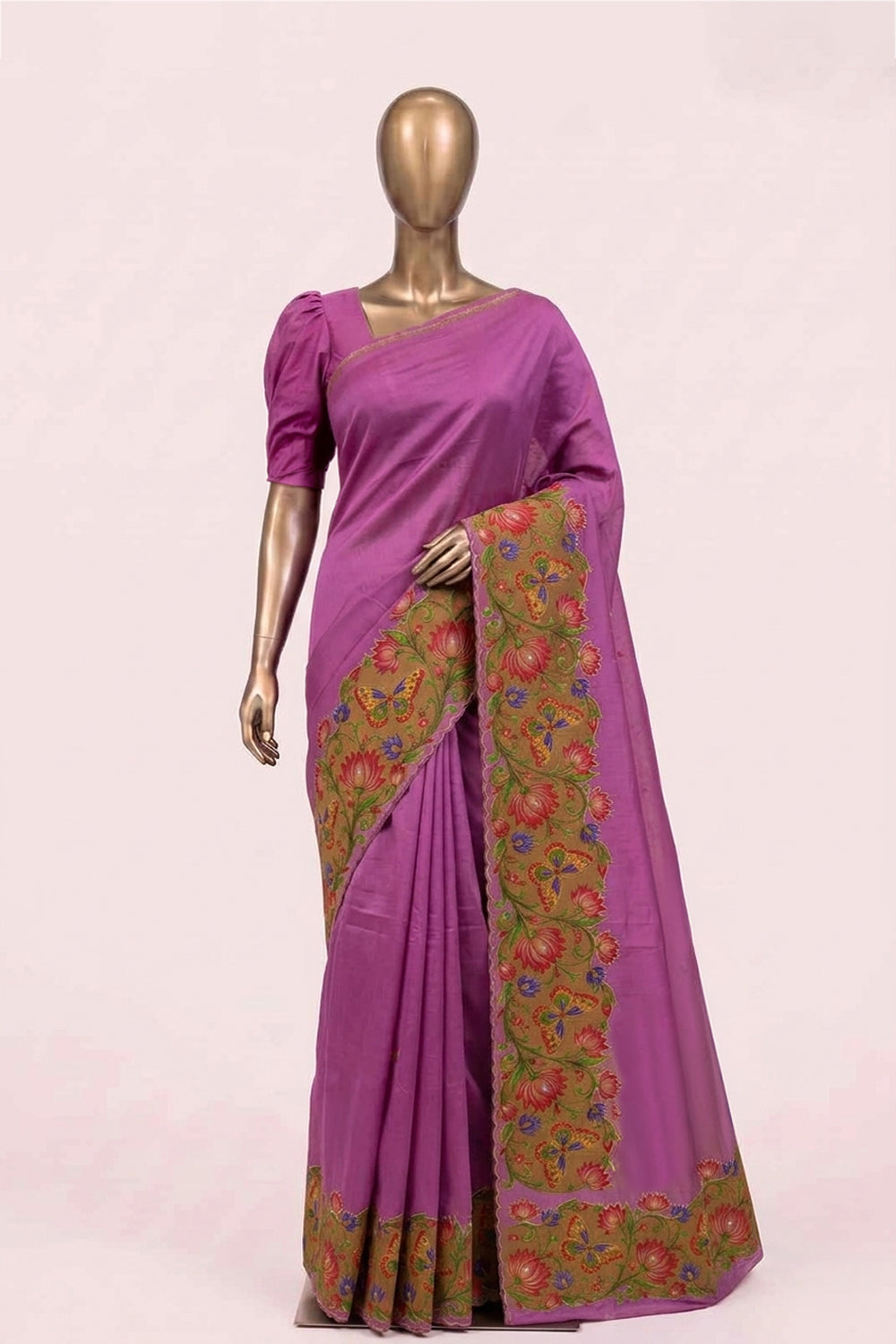 Image of Pink Mangalagiri Silk Saree
