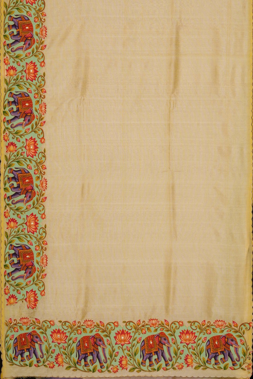 Image of Yellow Mangalagiri Silk Saree