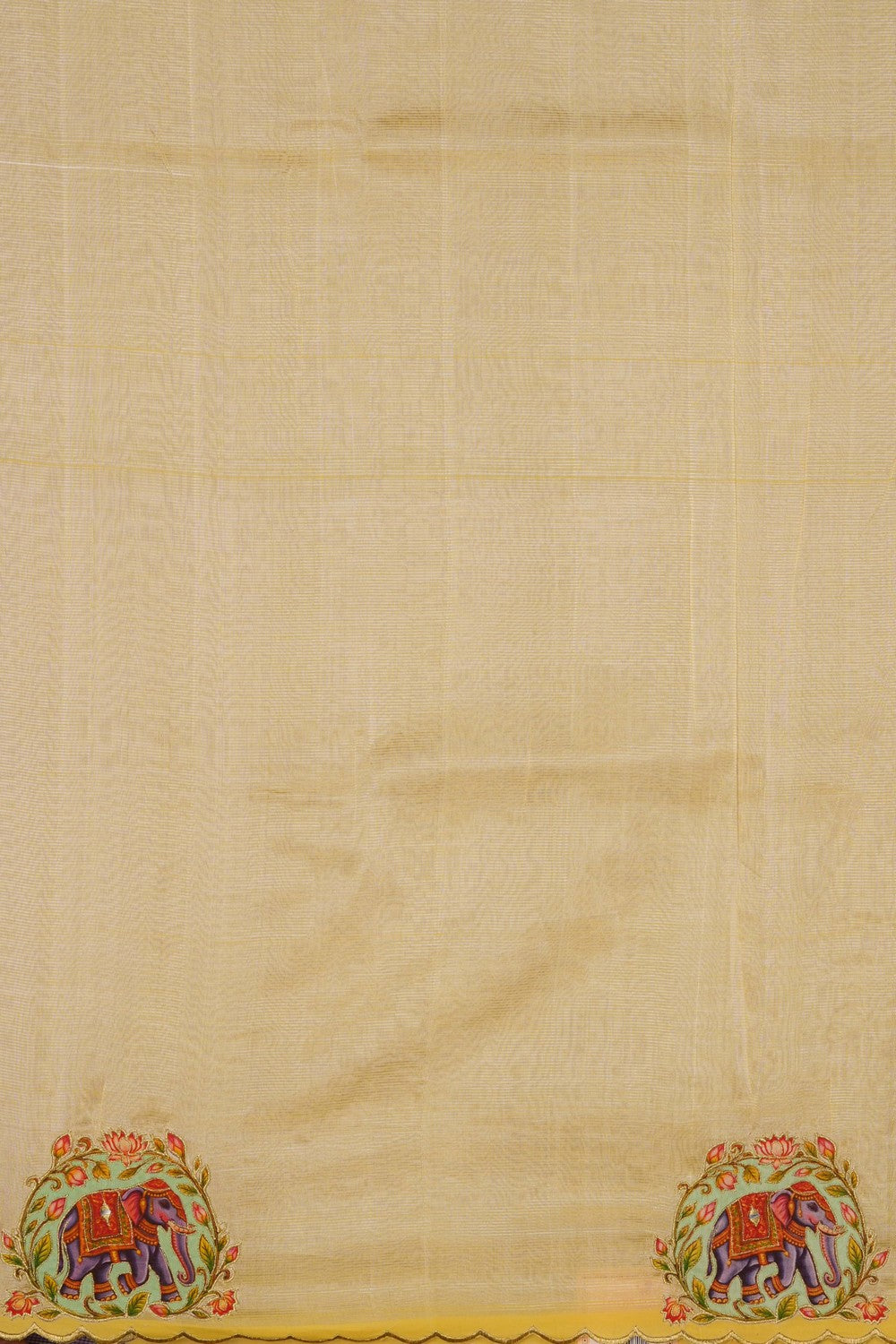 Image of Yellow Mangalagiri Silk Saree