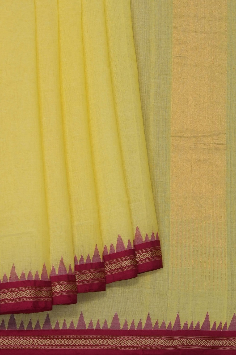 Image of Yellow Ponduru Cotton Saree