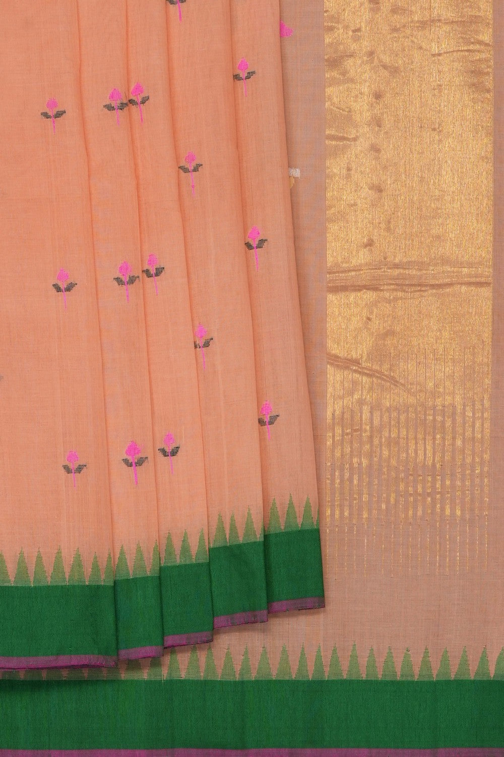Image of Peach Ponduru Cotton Saree