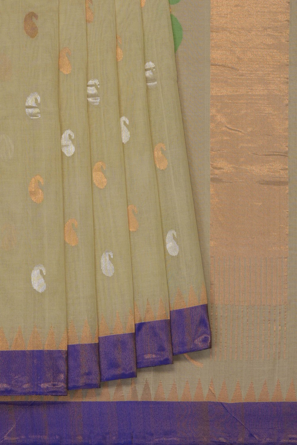 Image of Light-Green Ponduru Cotton Saree