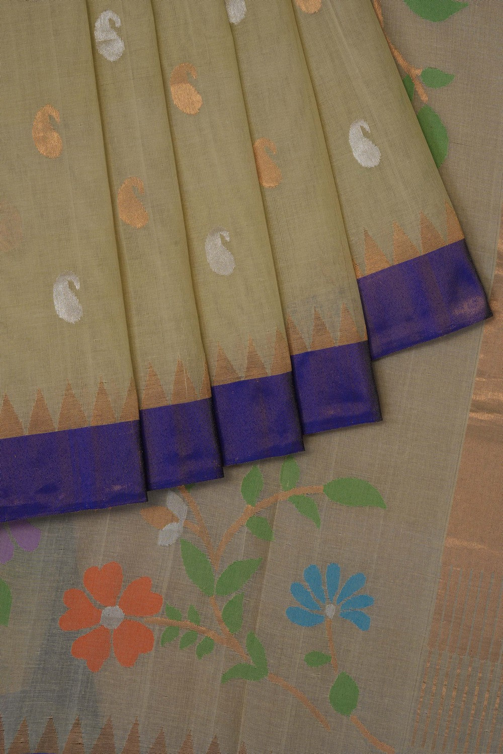 Image of Light-Green Ponduru Cotton Saree