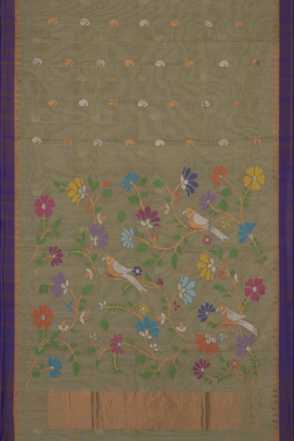 Image of Light-Green Ponduru Cotton Saree