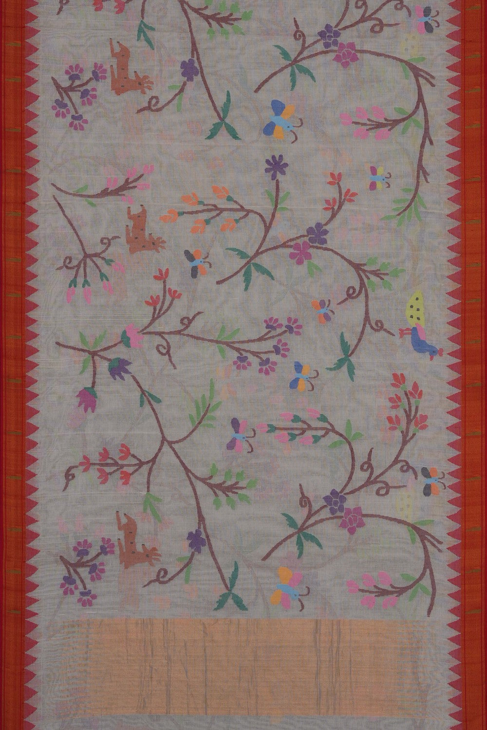 Image of Off-White Ponduru Cotton Saree