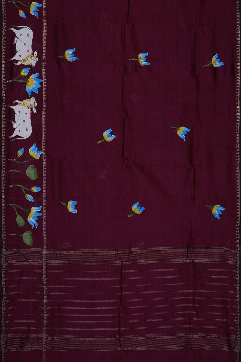 Image of Maroon Mangalagiri Silk Cotton Saree