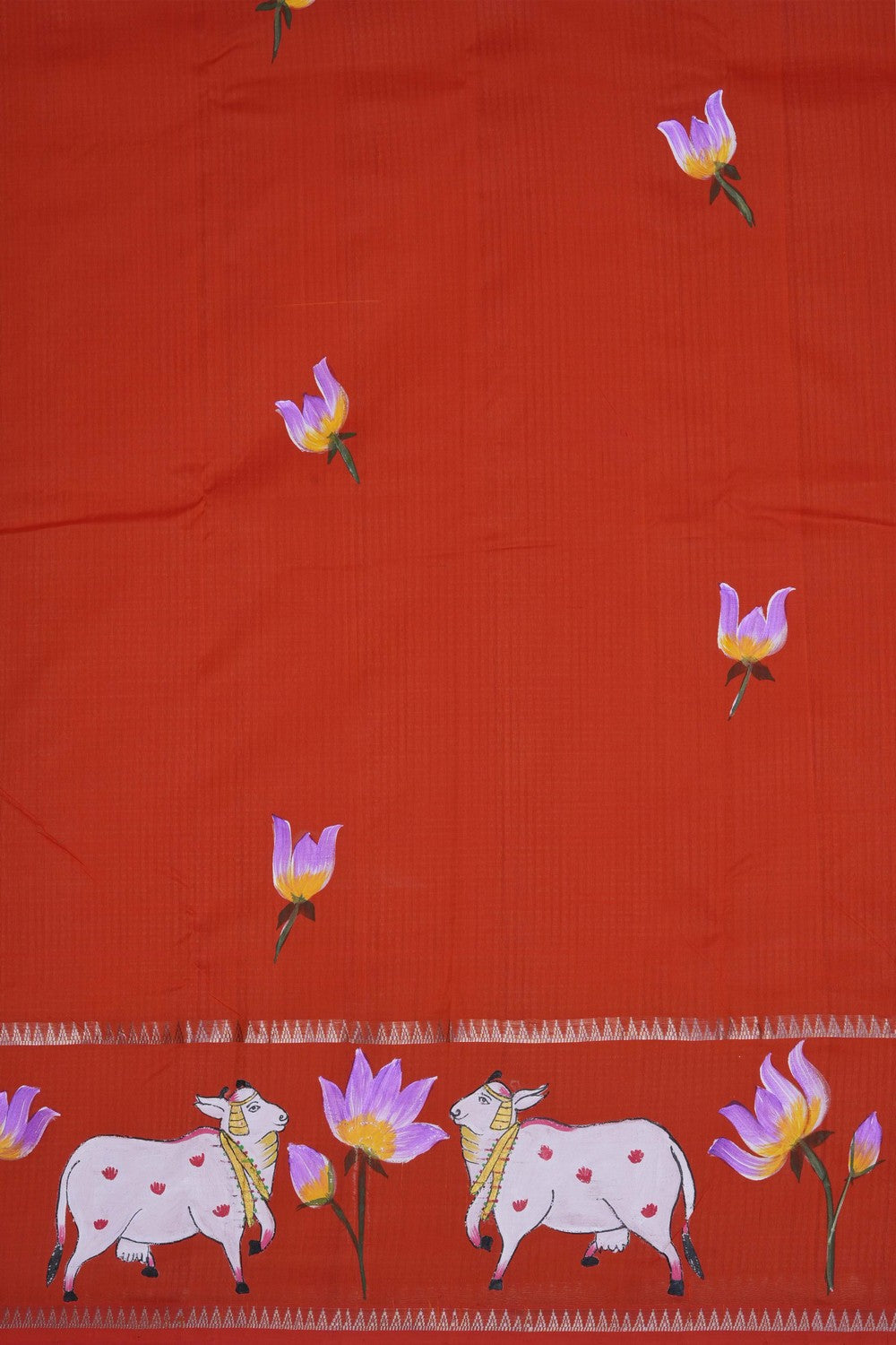 Image of Orange Mangalagiri Silk Cotton Saree