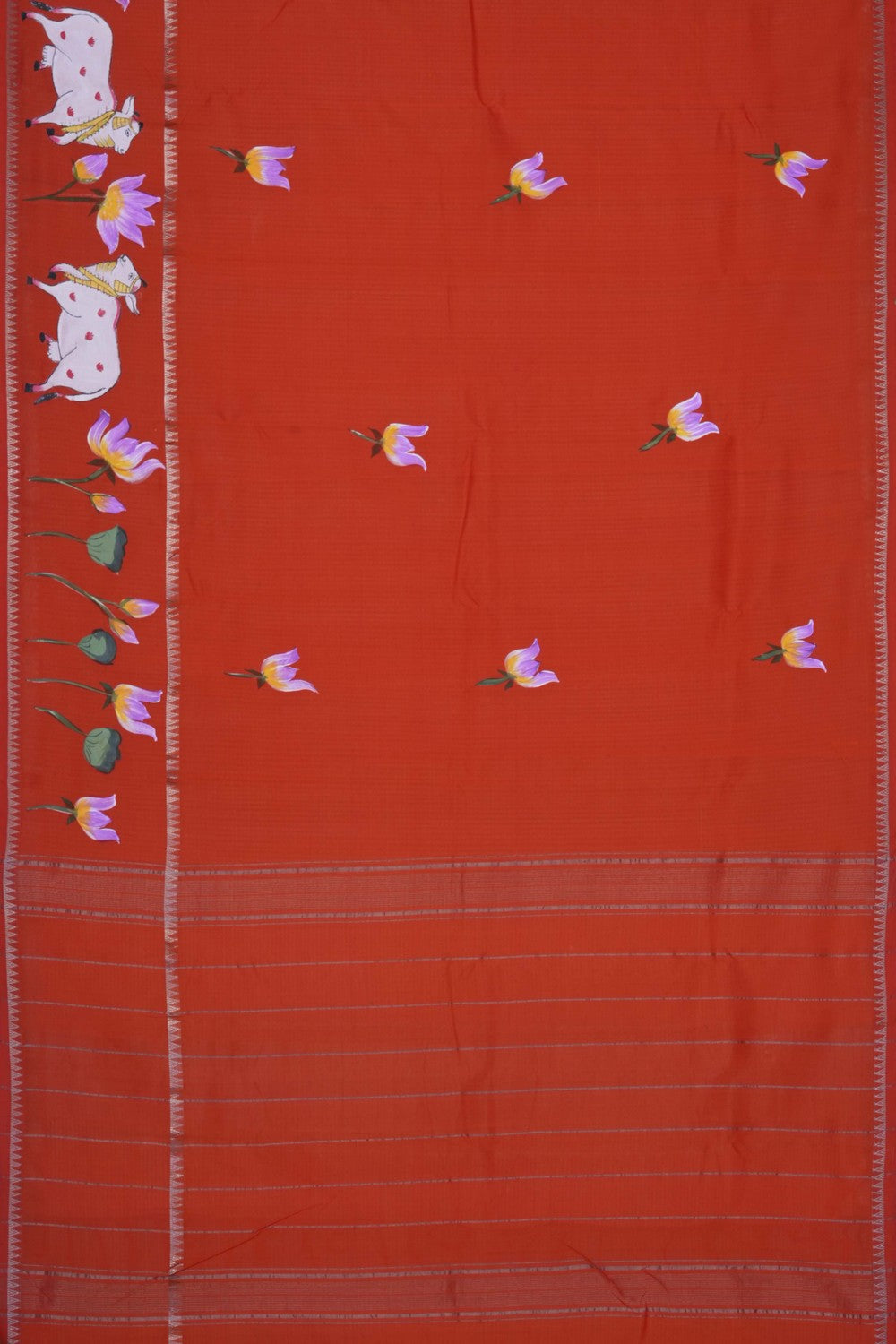 Image of Orange Mangalagiri Silk Cotton Saree