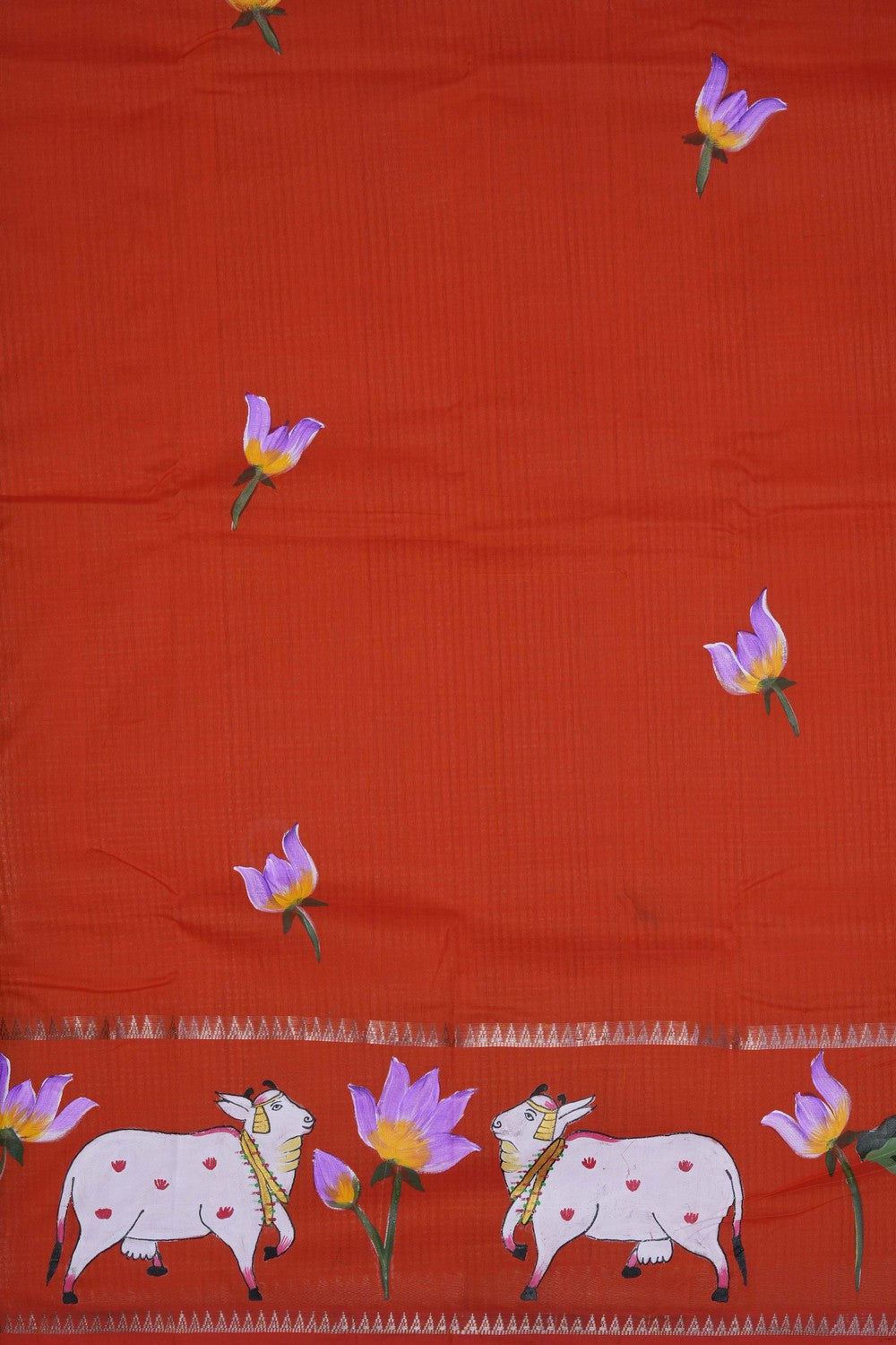 Image of Orange Mangalagiri Silk Cotton Saree