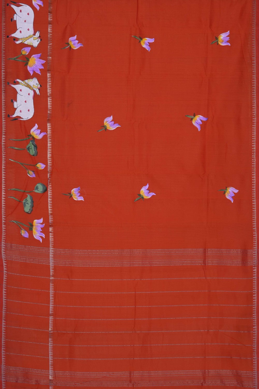 Image of Orange Mangalagiri Silk Cotton Saree