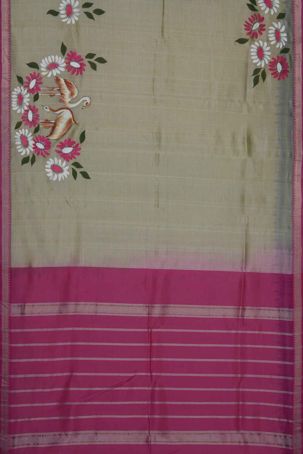 Image of Light-Green Mangalagiri Silk Saree