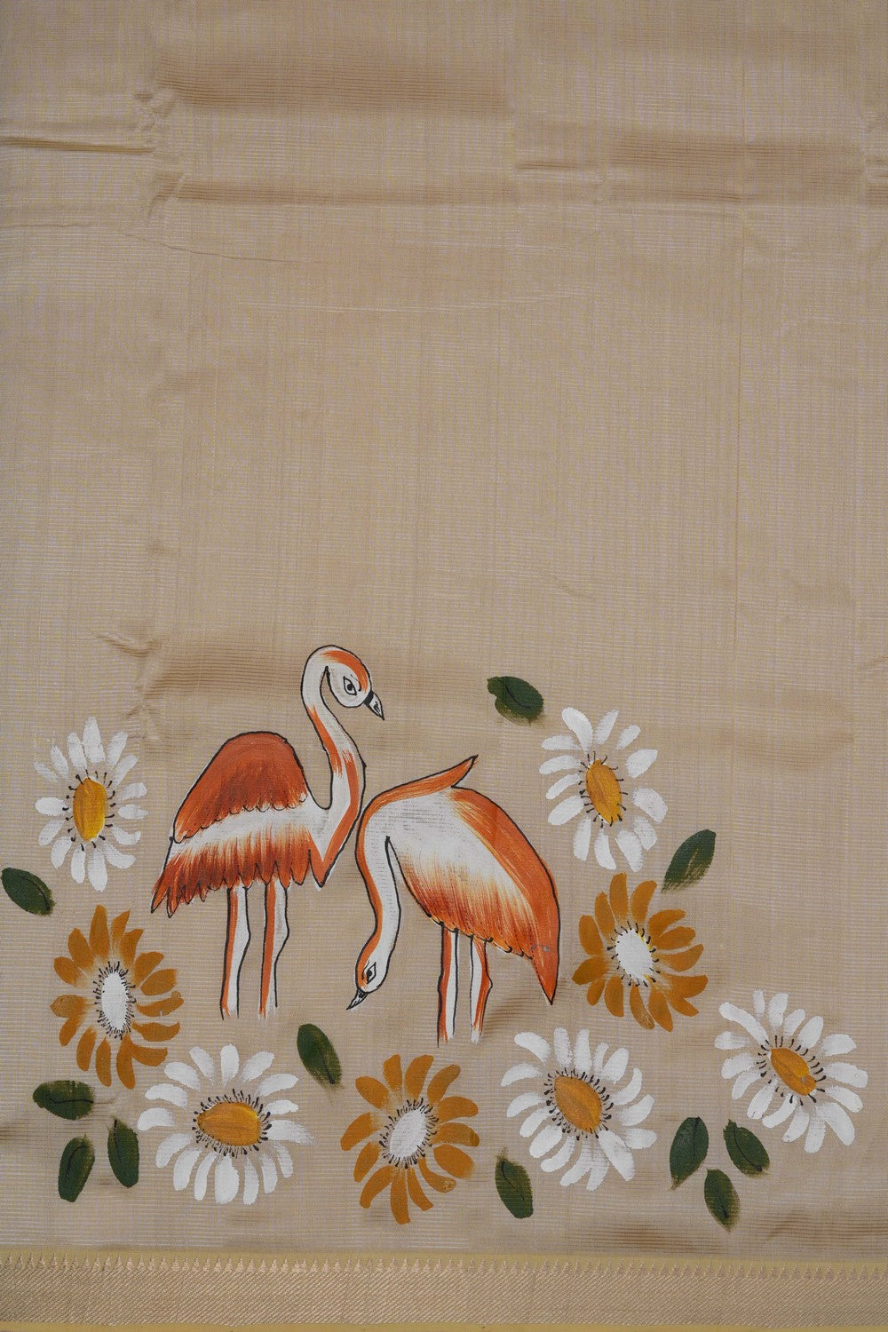 Image of Ivory Off-White Mangalagiri Silk Saree