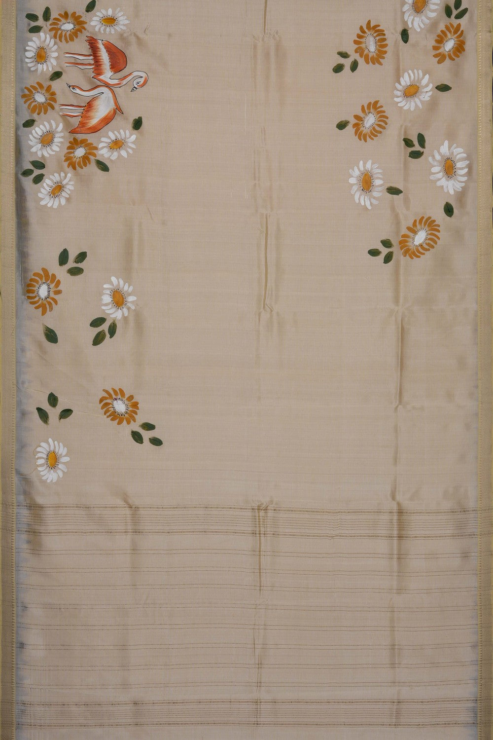 Image of Ivory Off-White Mangalagiri Silk Saree